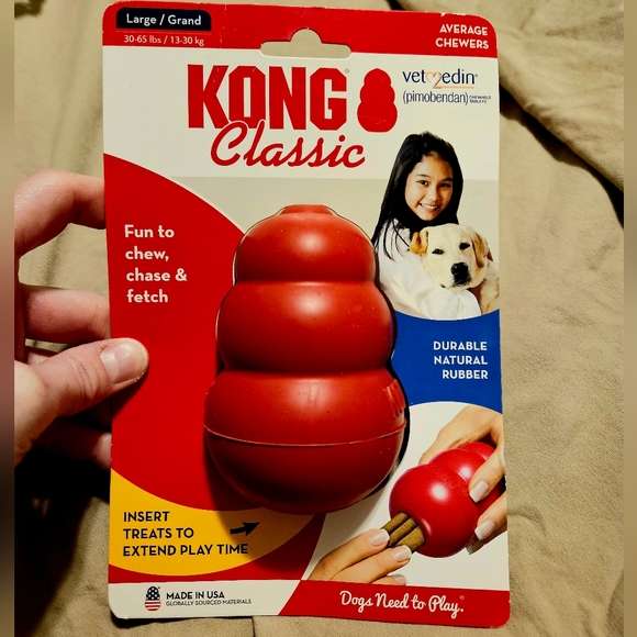 KONG Classic Dog Toy - Large Red Chew Toy For Stuffing, Fetch & Play
